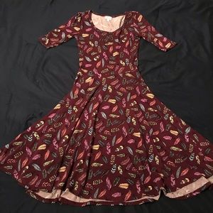 LulaRoe feather print Nicole dress xs